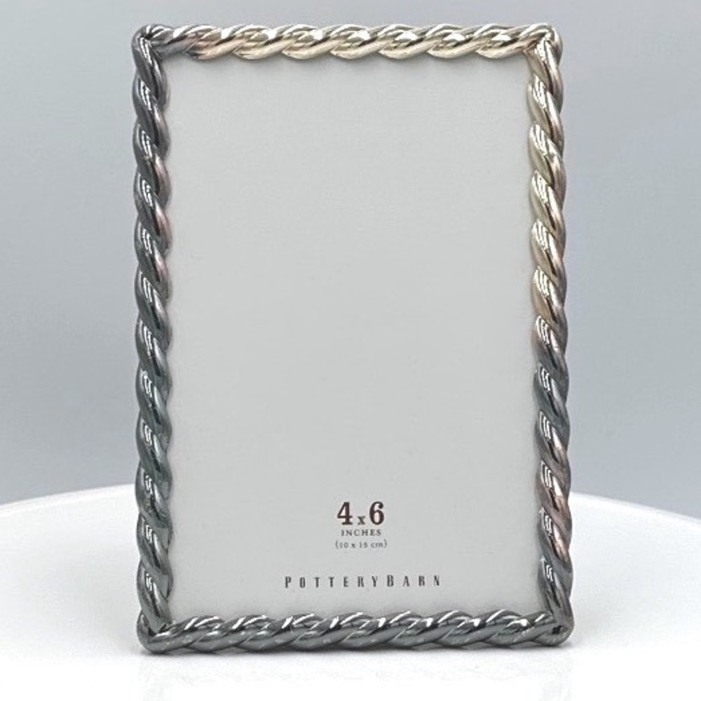Pottery Barn 4x6 Picture Frame Silver Ombre Twisted Rope Metal Tabletop Decor